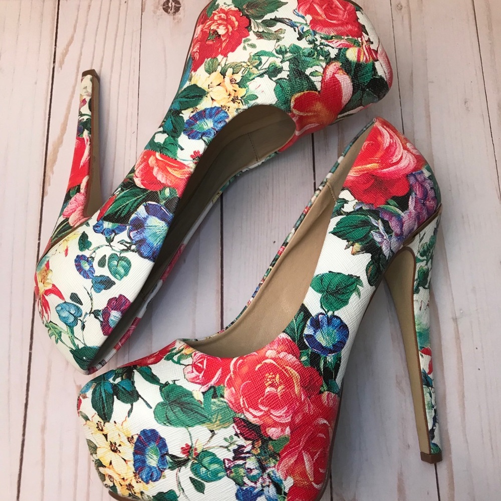 Paprika ski high floral heels